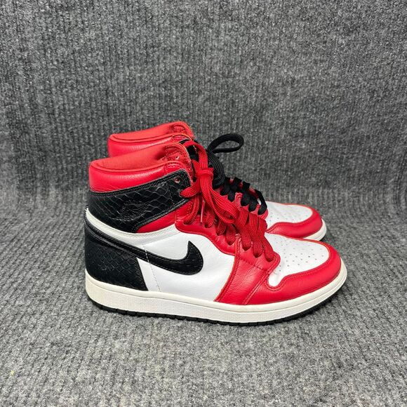 Nike Air Jordan 1 Retro High OG Satin Snakeskin Red Black Womens 6 CD0461-601 - Picture 1 of 8